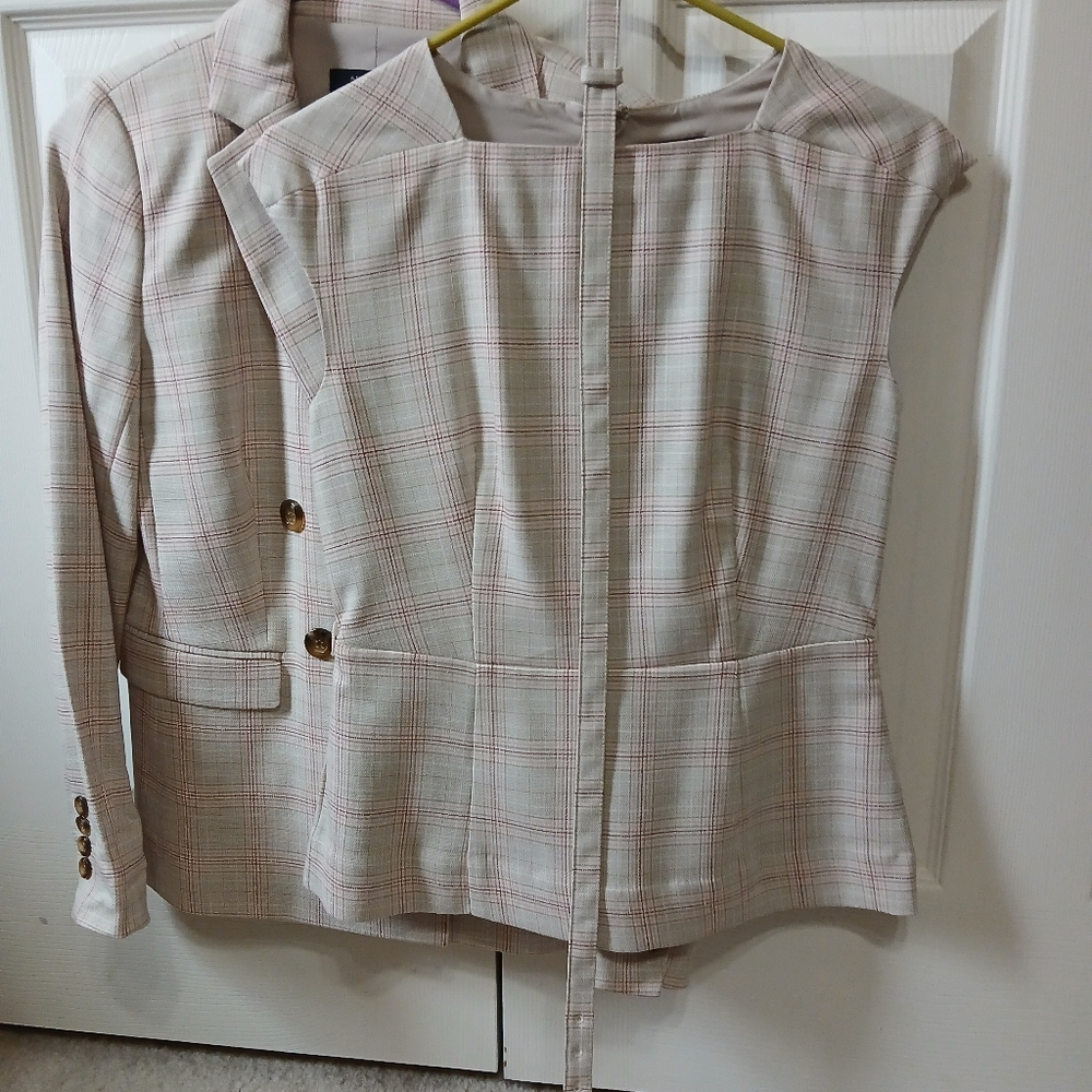 ANN TAYLOR ROSE BLOOM DOUBLE BREASTED BLAZER JACKET, 2P, WORN ONCE, EUC